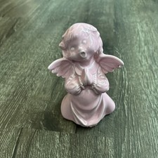 Byron Molds 1972 pink Ceramic Singing Angel Figurine 5.5" Christmas 