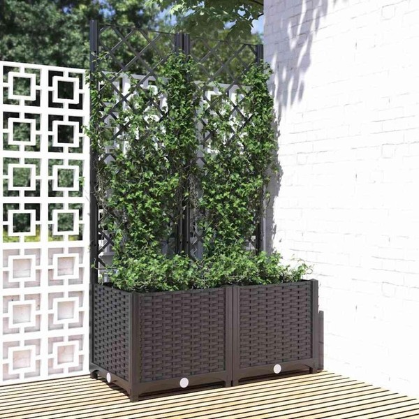 Garten-Pflanzgefäß Mit Spalier Schwarz 80 X 40 X 136 Cm PP-image