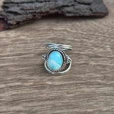 Amazing Larimar Gemstone Ring 925 Sterling Silver Wedding Gift Ring PG8956