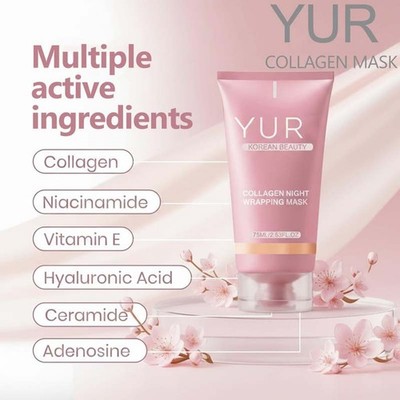 Yuri Korean Collagen Night Wrapping Mask 75ml Hydrating Sleeping Mask New
