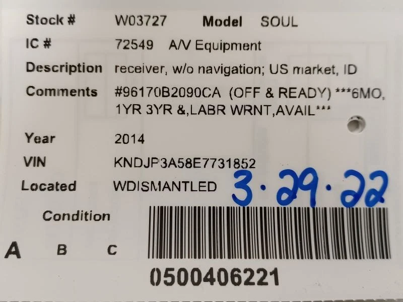 Equipo de audio receptor de radio modelo del mercado de EE. UU. compatible con 14-16 SOUL 1511830 Foto 4 de 4