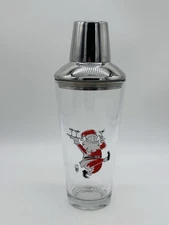 Santa Christmas Glass Cocktail Martini Cosmopolitan Mix Drink Shaker Barware