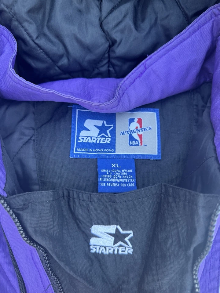 Chaqueta cortavientos años 90 Starter Toronto Raptors púrpura y blanco  Foto 3 de 4