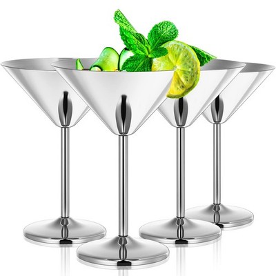 Yinder 4 Pcs Stainless Steel Martini Glasses Bulk 8.5oz Shatterproof Metal Ma...