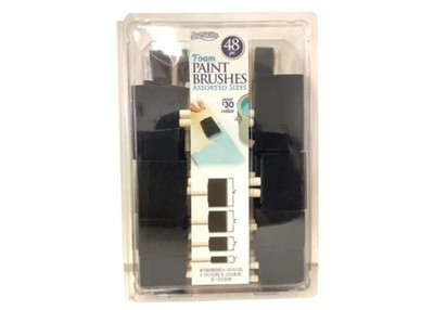 CASE OF 7-48pc ArtSkills Black Foam Paint Brushes for Canvas 4 Sizes-336pc Total