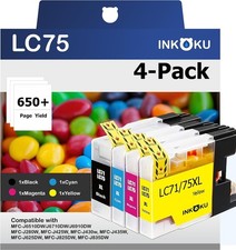 LC75 LC71 Ink 4-Pack for Brother MFC-J430W J425W J825DW J6510DW J6910DW