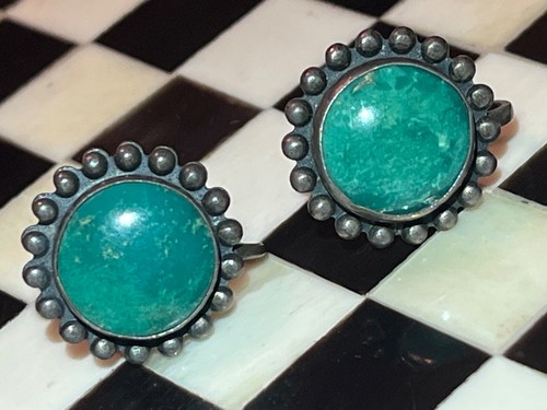 Old pawn trading post sterling turquoise screwback earrings 051426bBEZEH