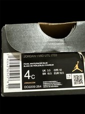 Jordan 1 Mid UTL TD Pearl White Racer Blue Size 4C, Gently Used