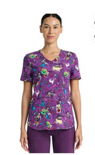 Scrubstar Women's Novelty Halloween Christmas Disney Print Nurse Scrub Top