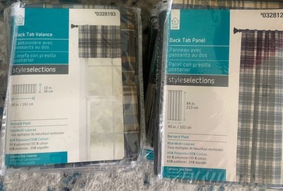 Style Selections Bernard Plaid Blue Back Tab Panel 40'' x 84'' 4 Panels 4 Valance