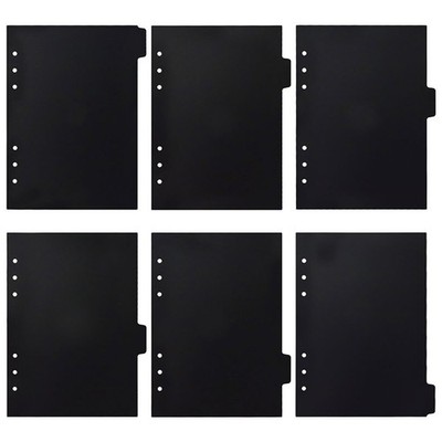 6Pcs Plastic Binder Dividers with Tabs Black A5 Notebook Page Separators