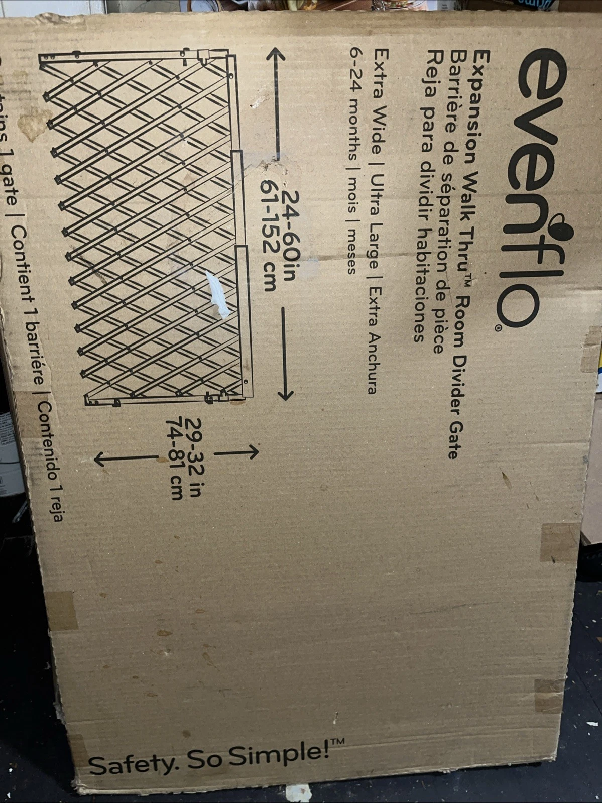 Evenflo Expansion Walk Thru Room Divider Gate Tan Wood 24-60 in Width 29-32 in H