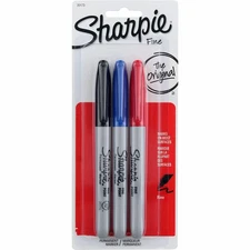 2 Pack Sharpie Original Fine Permanent Marker Pens, Fine, Black, Red, Blue, 3 Ct
