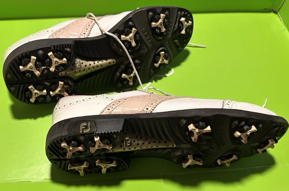 Footjoy Icon Wingtip Pink White Golf Shoes 9 1/2 - Image 3 of 4