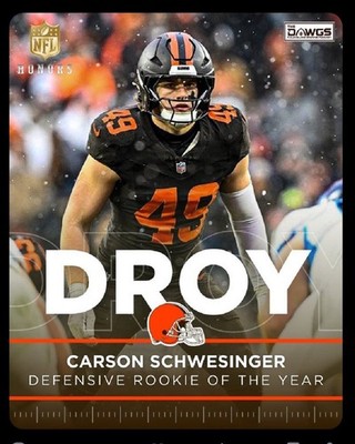CARSON SCHWESINGER DROY 8x10 Photo Cleveland Browns NFL DEFENSIVE ROOKIE