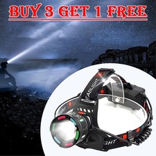Rechargeable LED Headlamp 100000 Lumen, Super Bright Head Lamp Flashlight Zoom