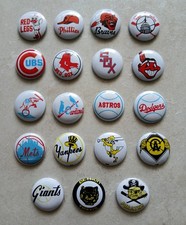 1967 Vintage Baseball Team Pins Buttons Set (19 of 20 Teams) Made In Japan & Box