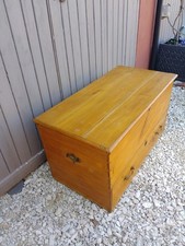 Antique Pine Blanket Box Mule Chest Trunk Chest Coffee Table 