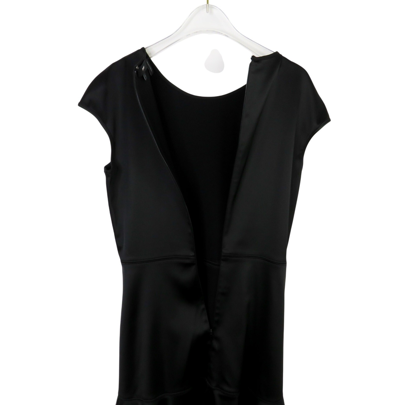 Theory Essential Flare A-Line Dress Black Satin Mini Dress Size 6 Small thumbnail 11