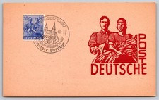 Postal postal de pórfido cosecha trabajadores de Sajonia Rochlitz 1948 Deutsche Post