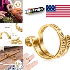 Brass Yarn Guide Finger Holders Adjustable Crochet Ring for Comfortable Use