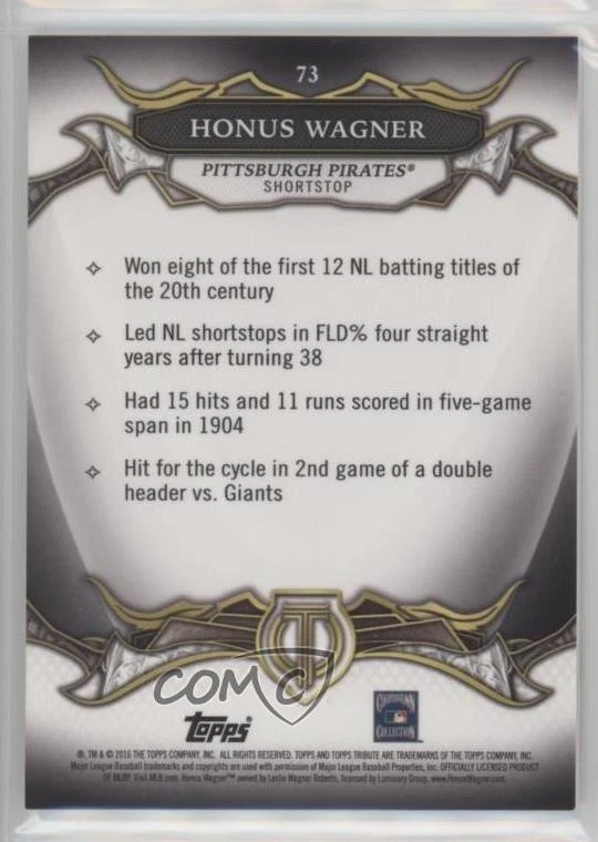 2016 Topps Tribute Honus Wagner #73 HOF - Image 2 of 2