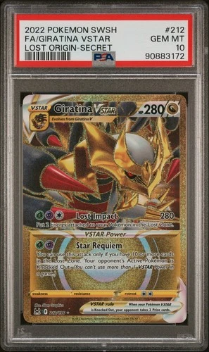 2022 POKEMON LOST ORIGIN GIRATINA VSTAR SECRET 212/196 - PSA 10  GEM MINT