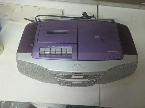 Vintage Sony Purple Boombox CD Radio & Casette Player CFD-922 Tested & Working