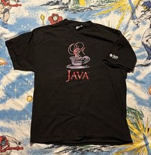 Vintage 90s Java Sun Microsystems Tech Promo T Shirt Size XL Black Computer Nerd