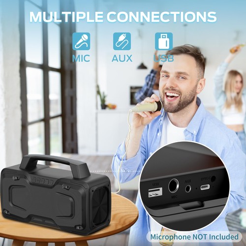 Altoparlante Bluetooth, 80W Potenti Altoparlanti Wireless Portatile IPX7 Impermeabile Sp... - Foto 5 di 8