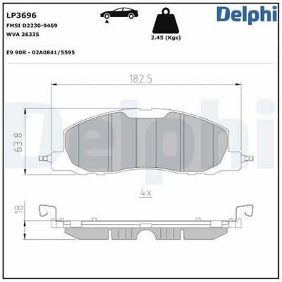 Delphi Bremsbelagsatz Bremsklötze vorne 2371248 2375367 L1MZ2001A 22331271