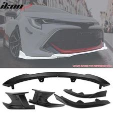 Fits 19-22 Toyota Corolla 3PCS Front Bumper Lip + 2PCS Side Canards Matte Black