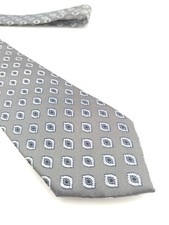      Jos A Bank Silk Tie Mens Gray Geometric 60x3.125