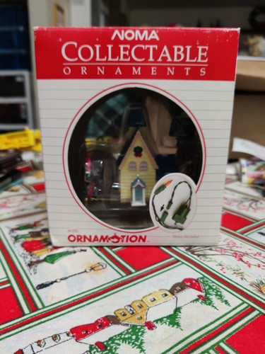 1989 Noma Motion Ornament rotierender Weihnachtsmannschlitten um ein Haus - Bild 1 von 6