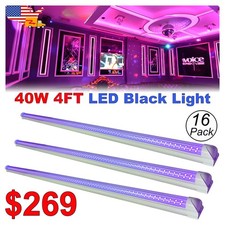 16 Pack UV Led BlackLight Fixture 4FT 40W Ultraviolet Lamp DJ Party Club D cor
