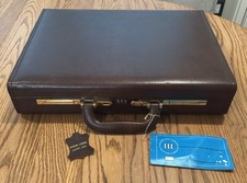 Vintage Presto Brown Leather Briefcase Double Lock One Combination 18  X 13  X 4  