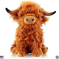 Highland Cow Plush Toy Soft Fluffy Brown Stuffed Animal Cuddly Farm Gift Home