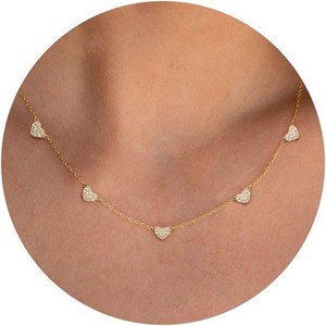 Authentic 14K Gold Plated Dainty Necklace for Women Simple Heart Necklace Trendy Jewelry