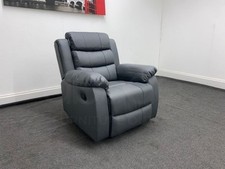 " Lando " Grey Leather Reclining Armchair 1 Seater Sofa / Armchair