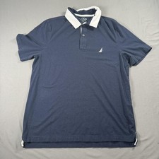 Nautica Polo Shirt Mens Medium Navy White Collar NavTech Performance Stretch