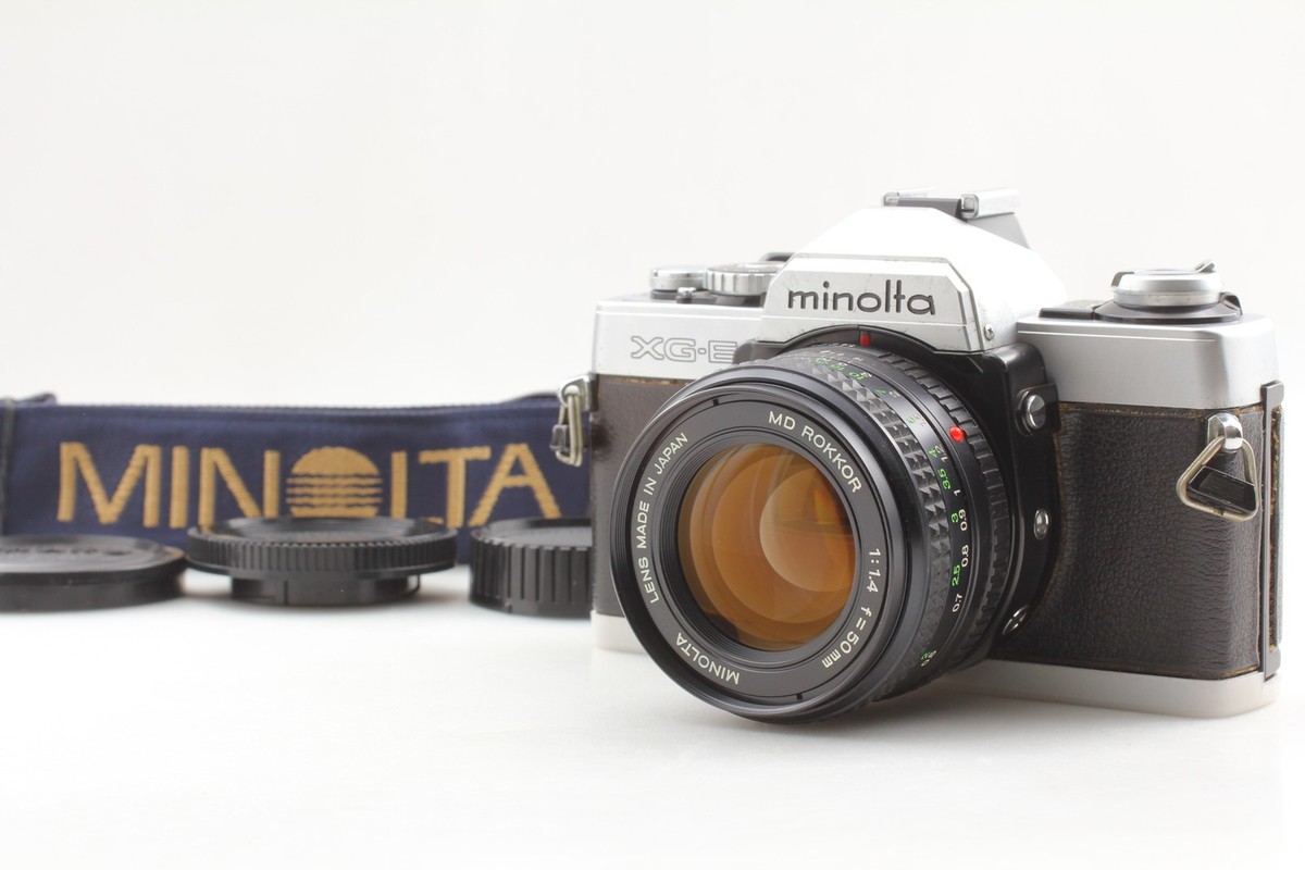フィルムカメラ MINOLTA XG-E + MD ROKKOR 50mm N MINT+++] Minolta XG-E Silver 35mm Film Camera MD Rokkor