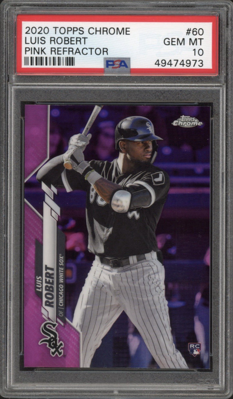 2020 Topps Chrome Luis Robert Pink Refractor Rookie #60 PSA 10 GEM MT White Sox
