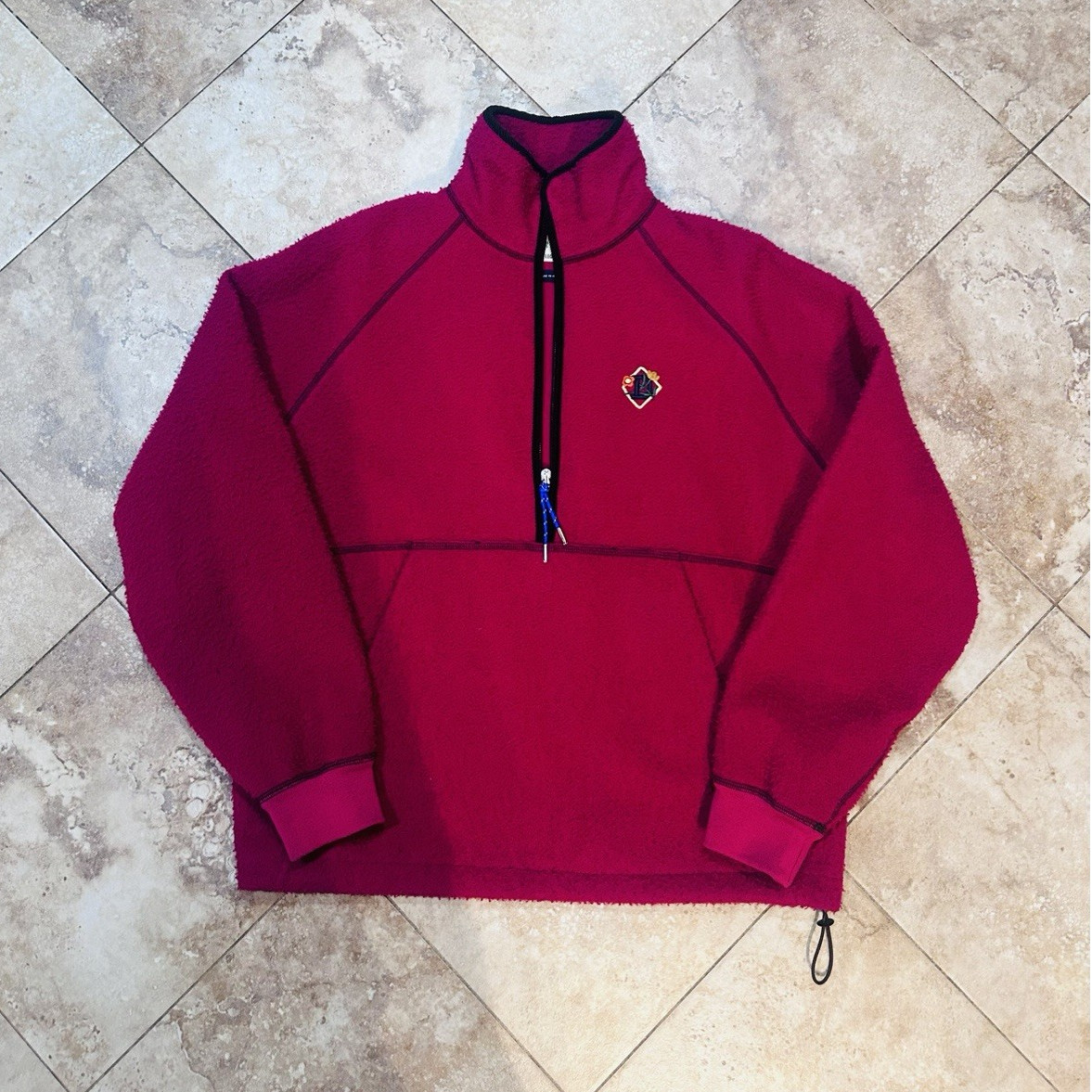 AIME LEON DORE/Drake’s half zip Drake's x Aime Leon Dore Red Wool Fleece 1/2 Zip Pullover Sweater