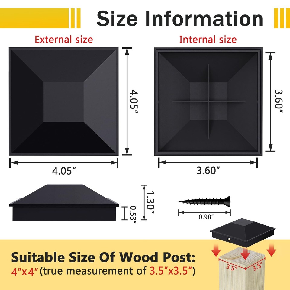 Goovilla 4x4 Post Caps Black(Actual 3.5
