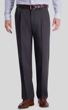 Haggar Men Gray Classic Fit Cool 18 Pro Solid Dress Pants Size 32W 30L