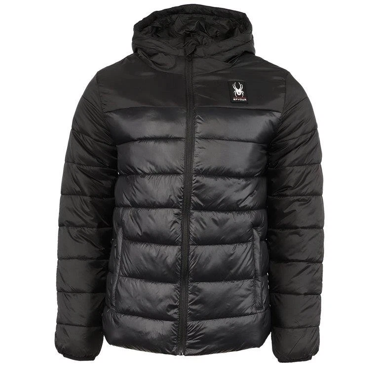 NEW Spyder Circuit Hooded Jacket Men's Large L Black Insulated Puffer