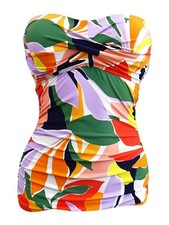 Anne Cole Women's Twist-Front Ruched Tankini Top XS, Multi 