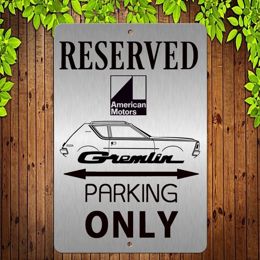 Laser etched AMC Gremlin Parking Sign Black on Brushed Aluminum 8 x 12 inch - Picture 1 of 7