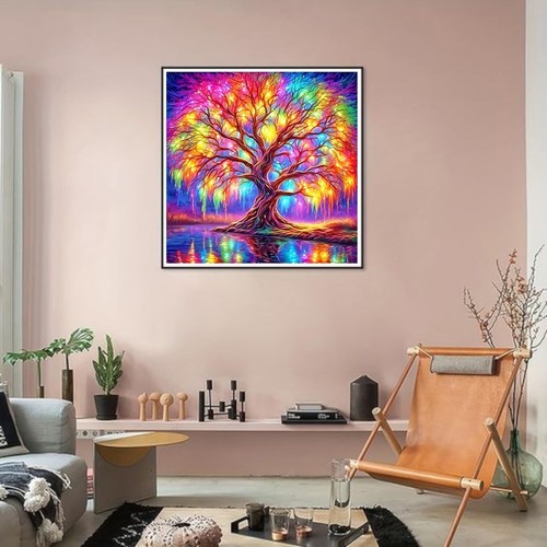 Diamond Painting Kits for Adults, Colorful Tree Full Drill round Diamond Art Dia - Picture 3 of 7