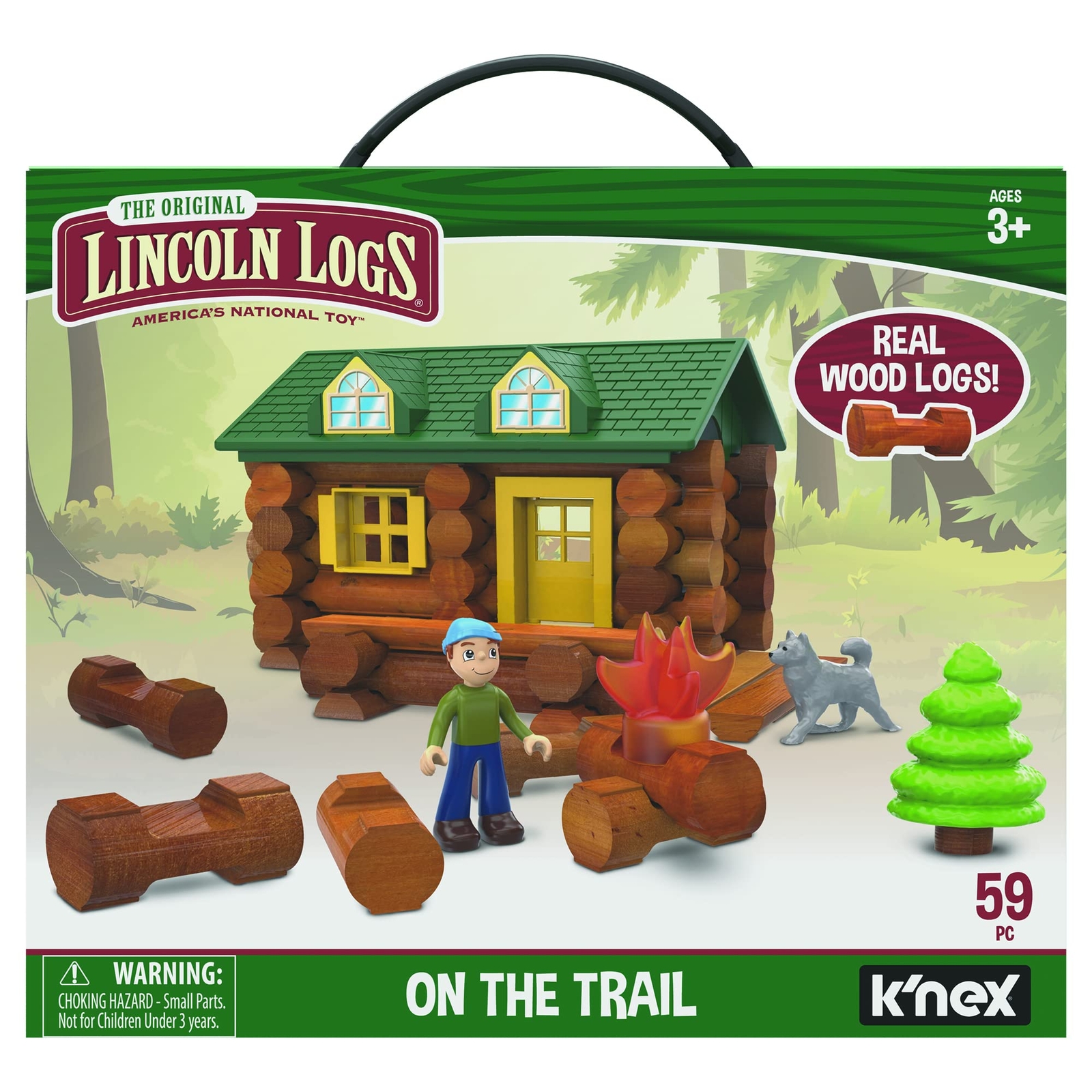 Lincoln Logs Set Da Costruzione Sulla Pista, K'NEX, Basic Fun, 00821, 59 pezzi,
